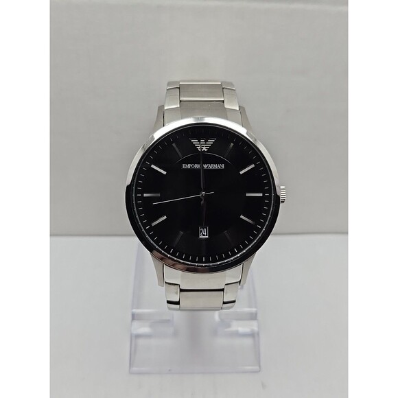 Emporio Armani Sportivo Renato 43mm Date Quartz Watch Silver Tone New Battery - Picture 1 of 13